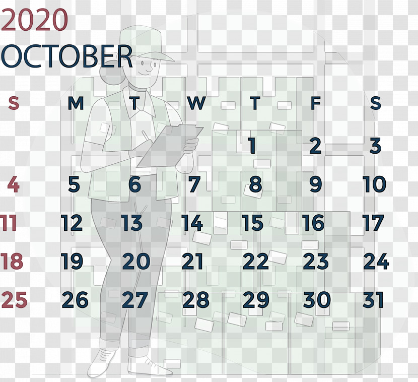 October 2020 Calendar October 2020 Printable Calendar Transparent PNG