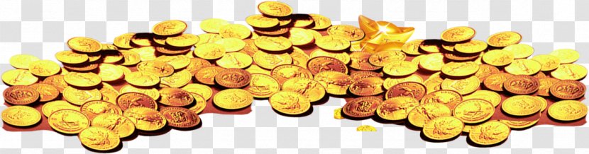 Gold Coin Heap - Fruit - Pile Of Coins Transparent PNG