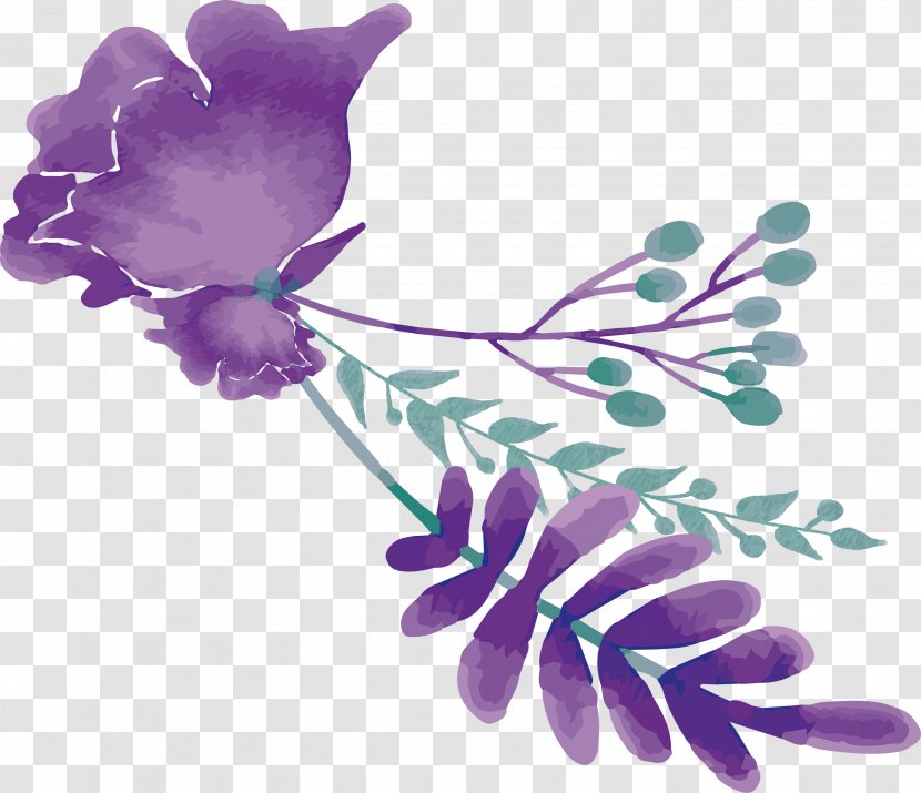 Watercolor Painting Wedding Mulberry - Convite - Purple Flower Title Box Transparent PNG