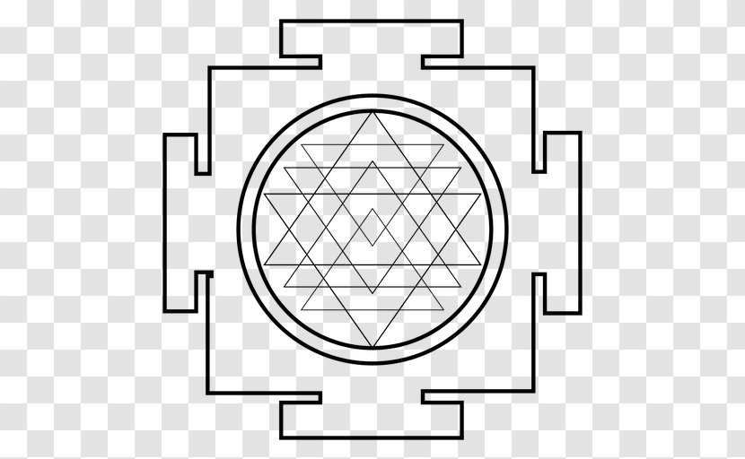 Circle Sacred Geometry Sri Yantra - Monochrome Transparent PNG