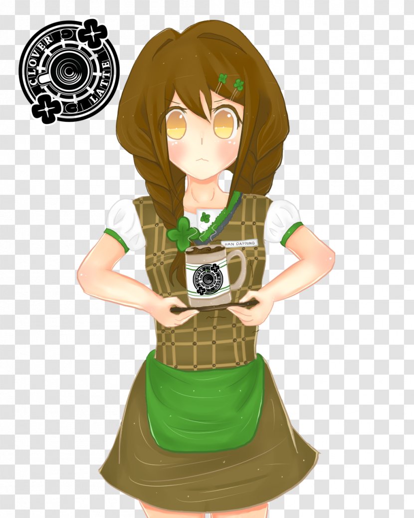 Green Brown Hair Character Cartoon Figurine - Silhouette - Flower Transparent PNG