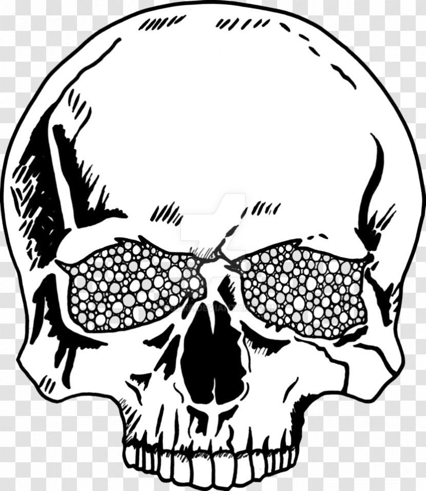 Skull Headgear Line Art Jaw Clip - Black - Print Transparent PNG