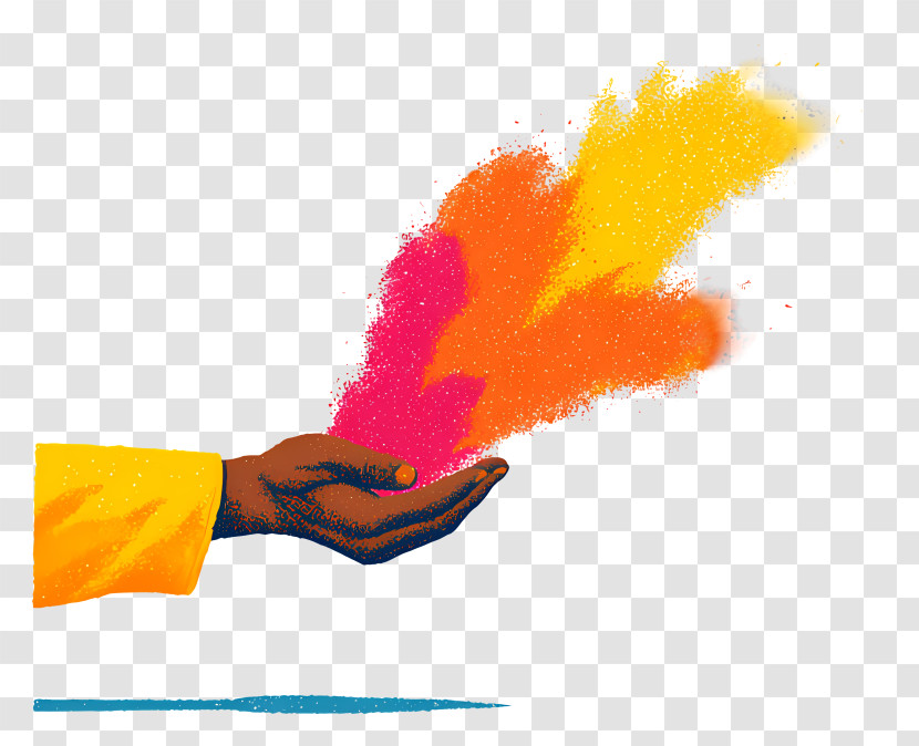 Hand Throwing Gulal - Colorful Hand With Vibrant Colors Transparent PNG