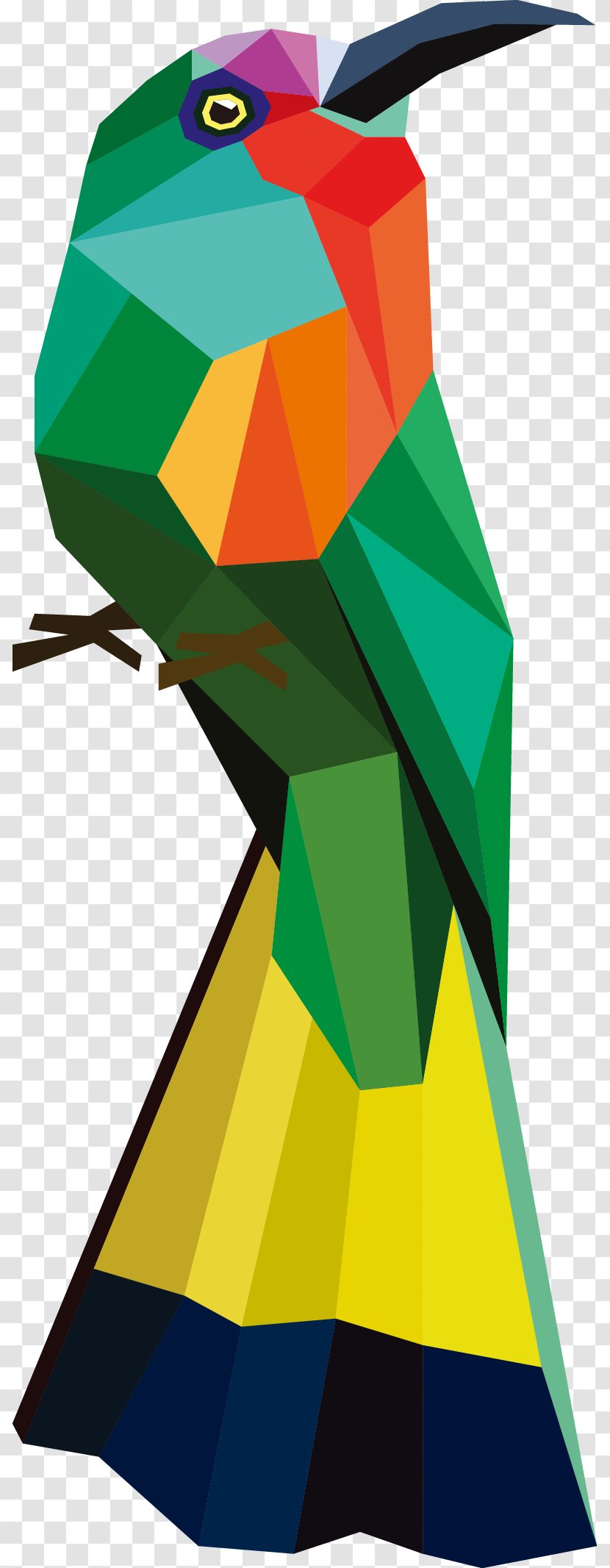 Bird Geometry Cartoon Illustration - Green - Cool Birds Transparent PNG