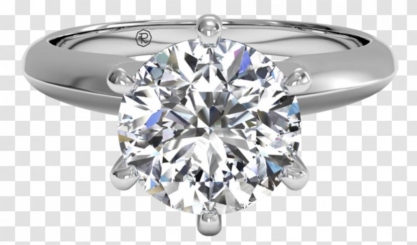 Engagement Ring Diamond Prong Setting Solitaire - Silver - Gatsby Transparent PNG