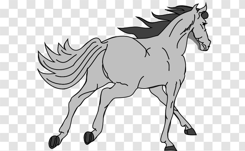 American Paint Horse Mustang Gray White Clip Art - Stallion - Cliparts Transparent PNG