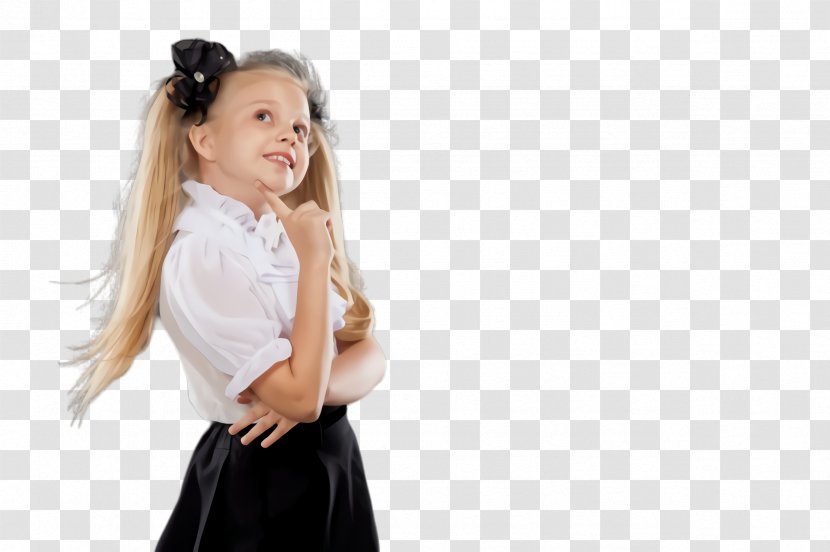 White Arm Gesture Long Hair Child Model - Ear Transparent PNG