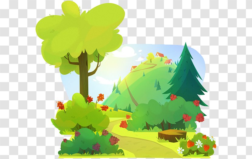 Cartoon Forest Drawing Illustration - Grass Transparent PNG