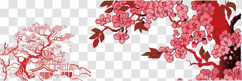 Plum Blossom Euclidean Vector Snow Material - Prunus - Background Transparent PNG