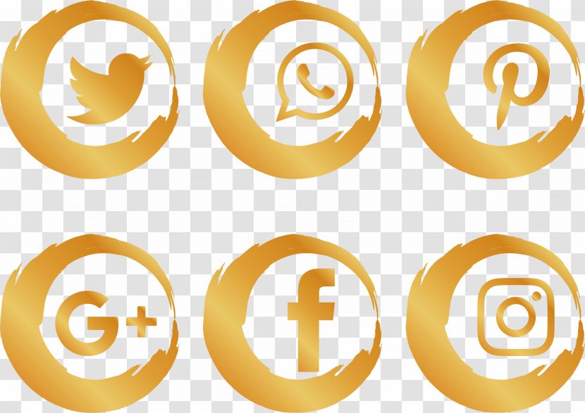 Social Media Network Icon - Text - Gold Brush Icons Transparent PNG