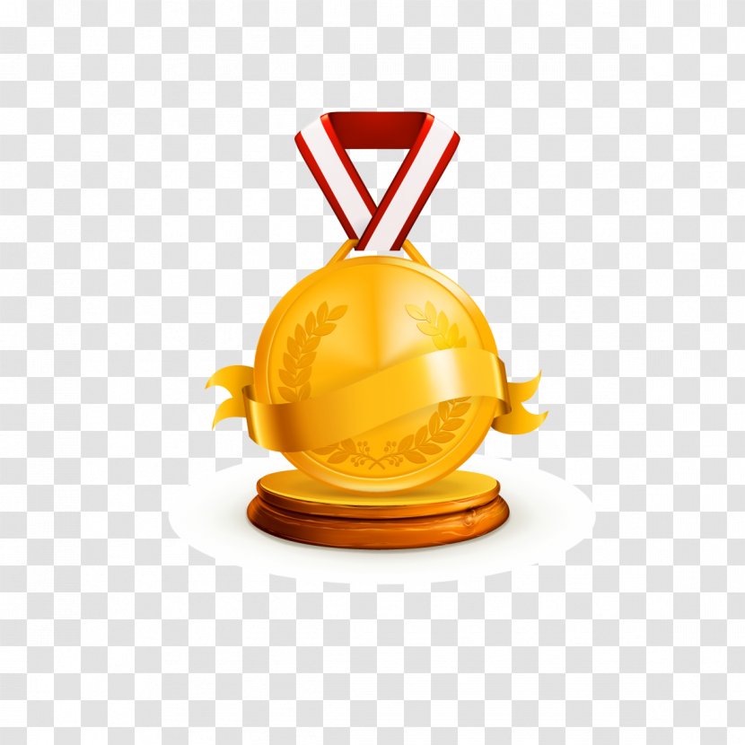 Medal Award Clip Art - Orange - Gold Ornament Transparent PNG