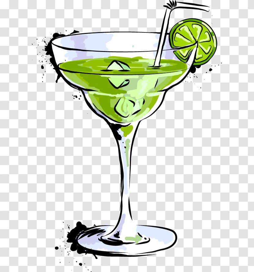 Cocktail Margarita Martini Drink - Glass - Cartoon Vector Food Bar Transparent PNG