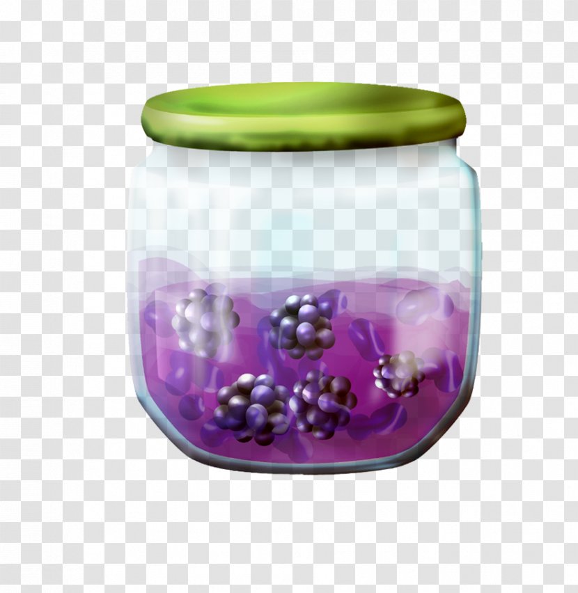 Blueberry Sauce Jar - Magenta - Hand-painted Transparent PNG