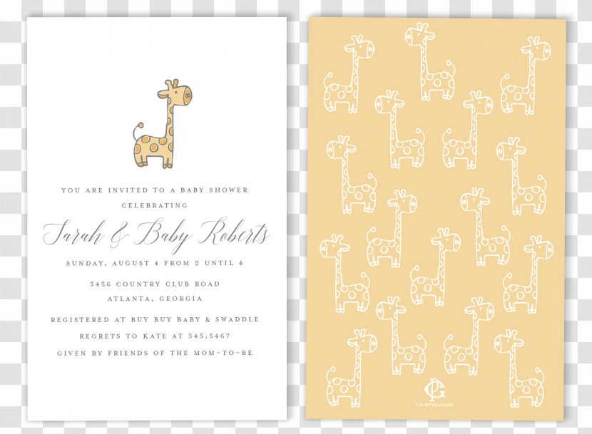 Paper Wedding Invitation Calligraphy Giraffe Font - Printing - Shower Transparent PNG
