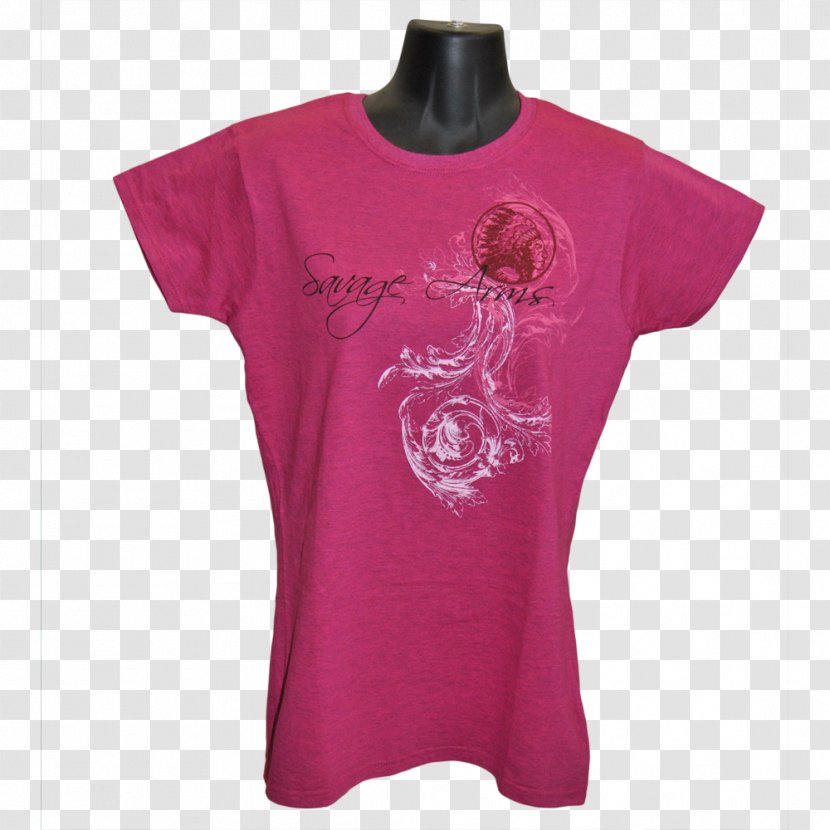 T-shirt Sleeve Neck Pink M - Magenta - Savage Arms Hat Transparent PNG