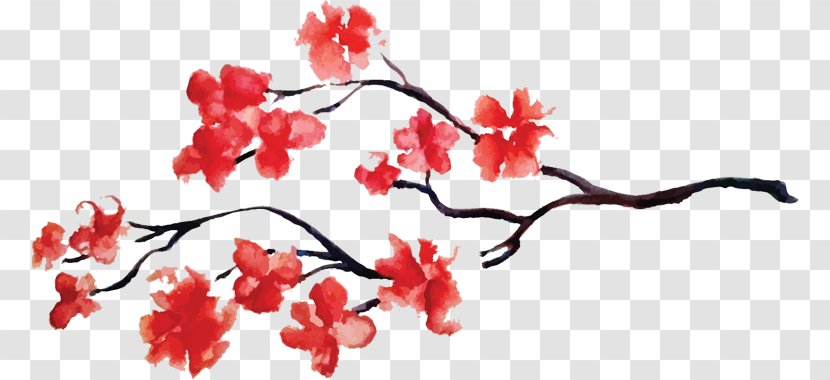 Cherry Blossom Textile - Red - Sakura Branch Transparent PNG