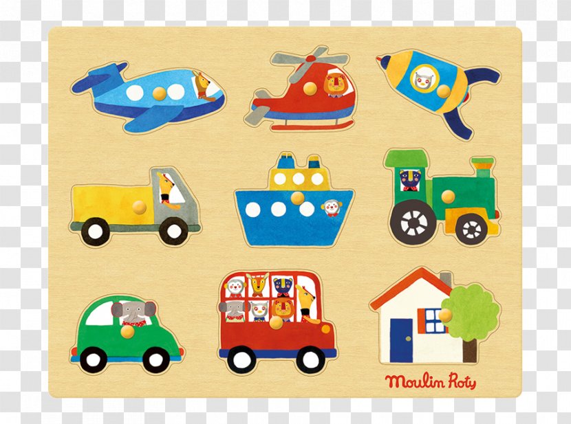 Transport Puzzle Moulin Roty Car - Train Transparent PNG