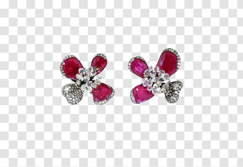 Ruby Earring Gemstone Jewellery Diamond - Silver - Natural Earrings Transparent PNG