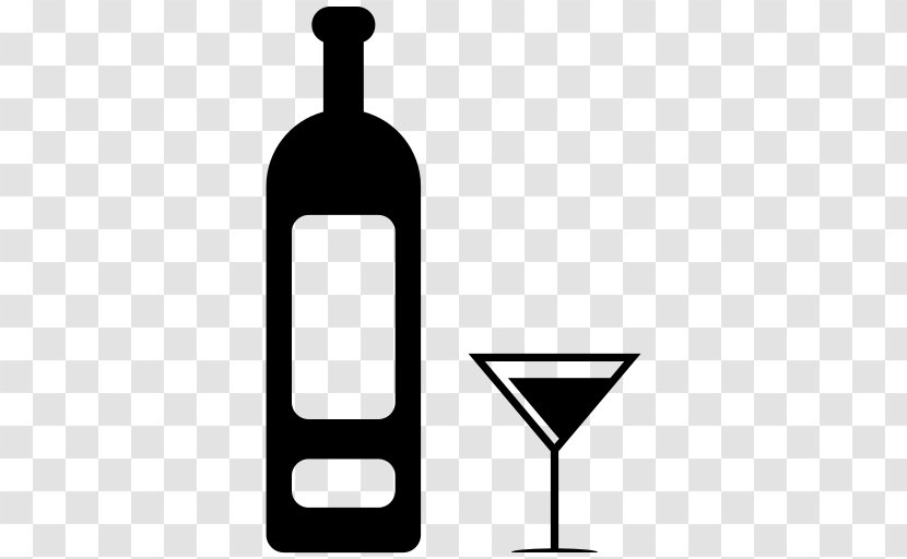 Wine Distilled Beverage Cocktail Alcoholic Drink - Black And White - Icon Transparent PNG