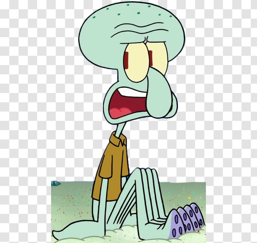 Squidward Tentacles Patrick Star Character - Watercolor - Cartoon Octopus Sitting In The Sand Transparent PNG