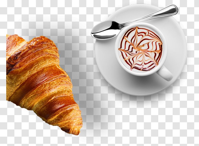 Croissant Breakfast Cappuccino Pain Au Chocolat Danish Pastry - Dessert Transparent PNG