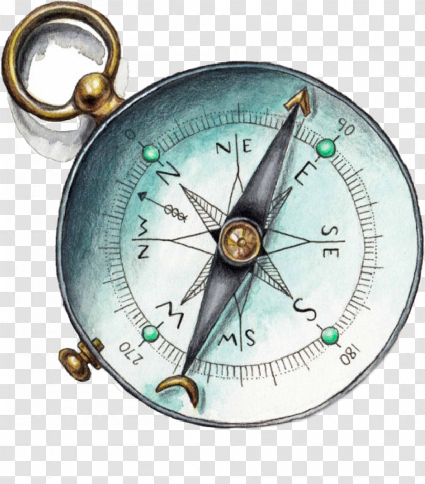 Compass Pocket Watch Measuring Instrument Tool - Metal Clock Transparent PNG