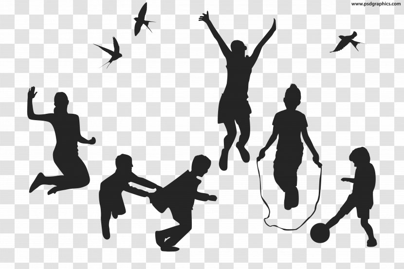 Silhouette Child Play - Jumping - Children Playing Transparent PNG