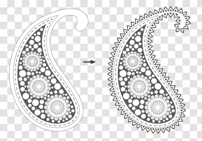 Paisley Shape Circle Pattern - Black And White Transparent PNG