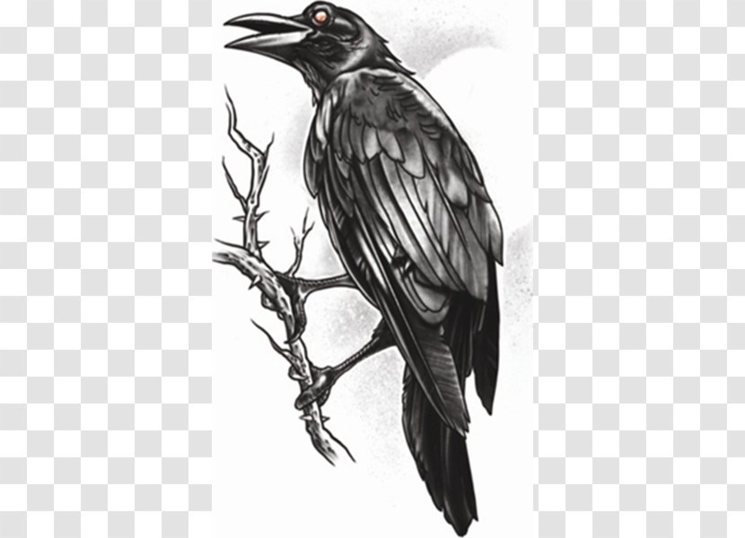 Sleeve Tattoo Gothic Fashion American Crow Abziehtattoo - Monochrome Photography Transparent PNG