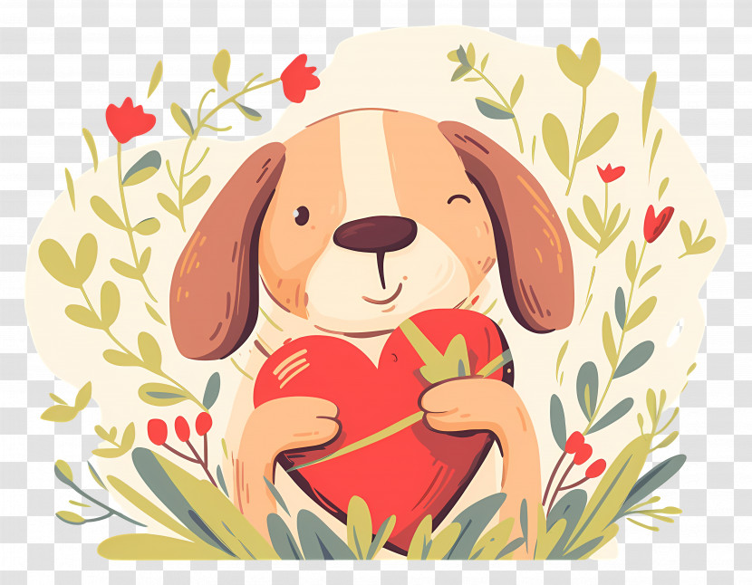 Dog Heart - Cute Dog Holding A Heart Transparent PNG