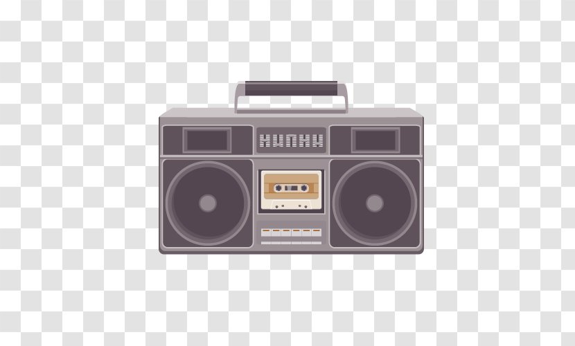 Boombox Tape Recorder Compact Cassette - Vector Vintage HD Clips Transparent PNG