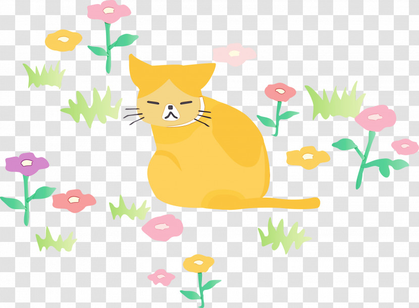 Yellow Cartoon Tail Branch Whiskers Transparent PNG