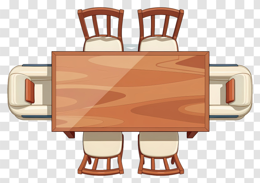 Top-Down Wooden Dining Table Transparent PNG