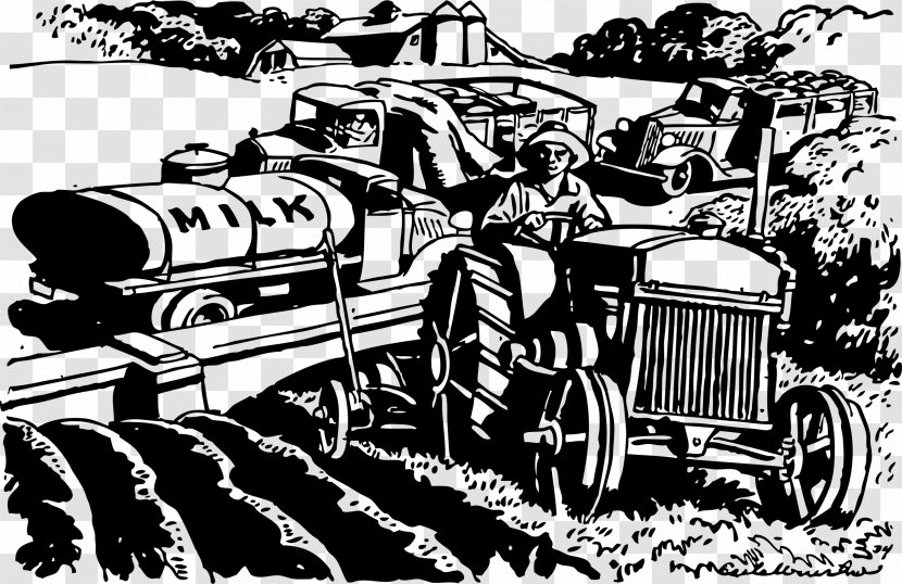 Agriculture Farmer Clip Art - Mode Of Transport - Farmsceneblackandwhite Transparent PNG