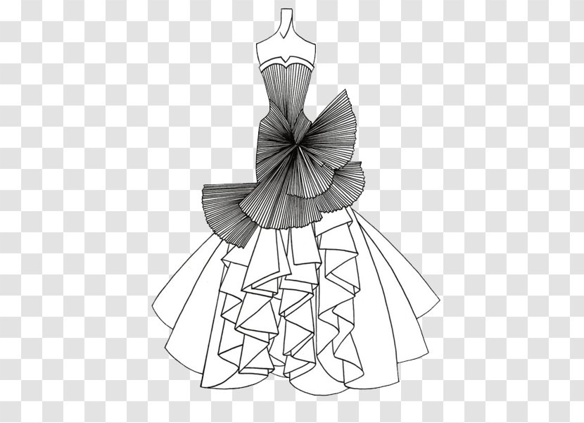 Drawing Line Art Fashion Dress Sketch - Wedding Transparent PNG