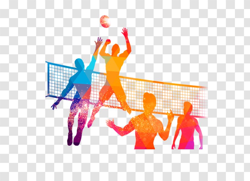 People Volleyball Tournament - Silhouette - Watercolor Transparent PNG