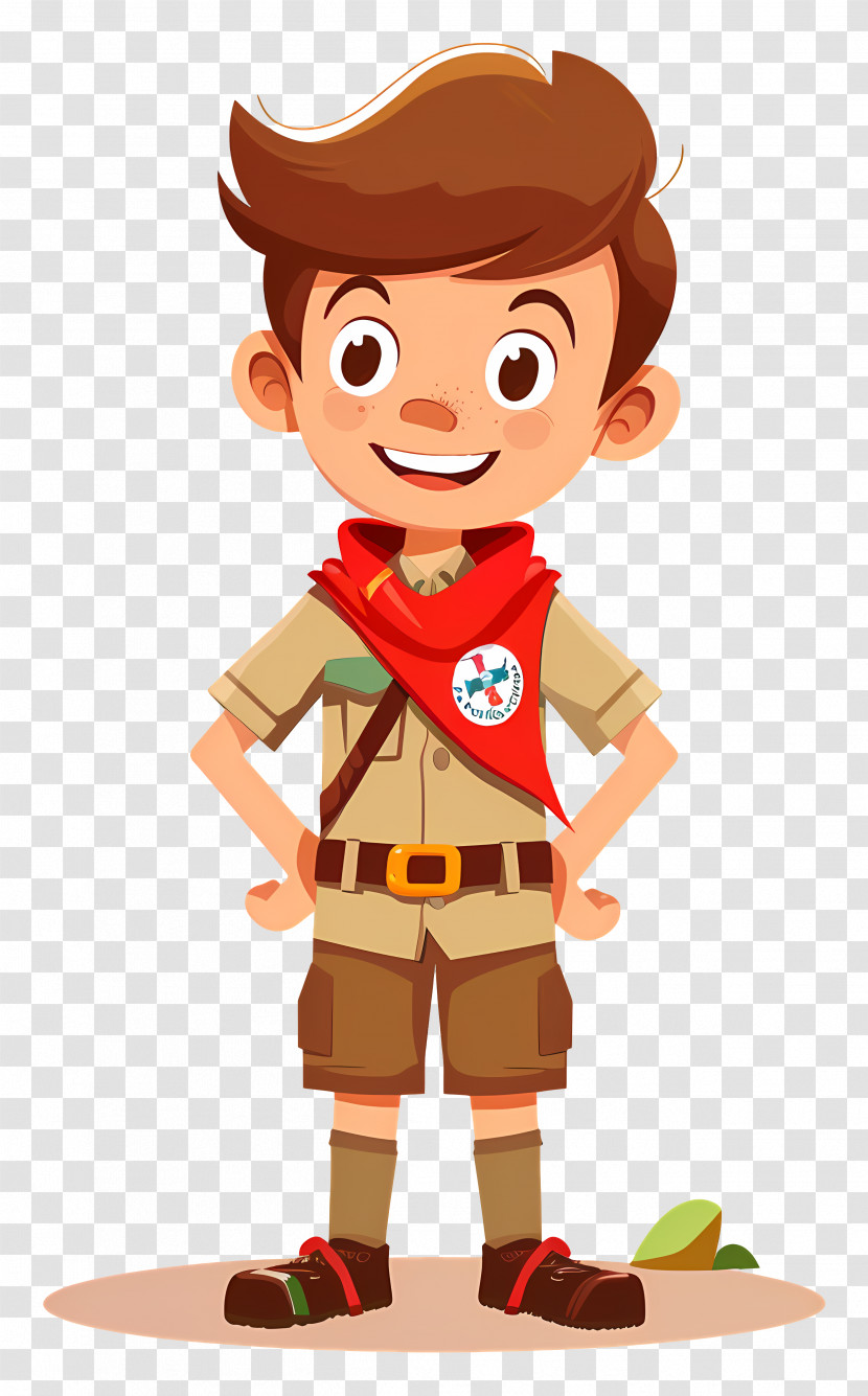 Cartoon Boy - Boy Scout In Uniform Ready For Adventure Transparent PNG