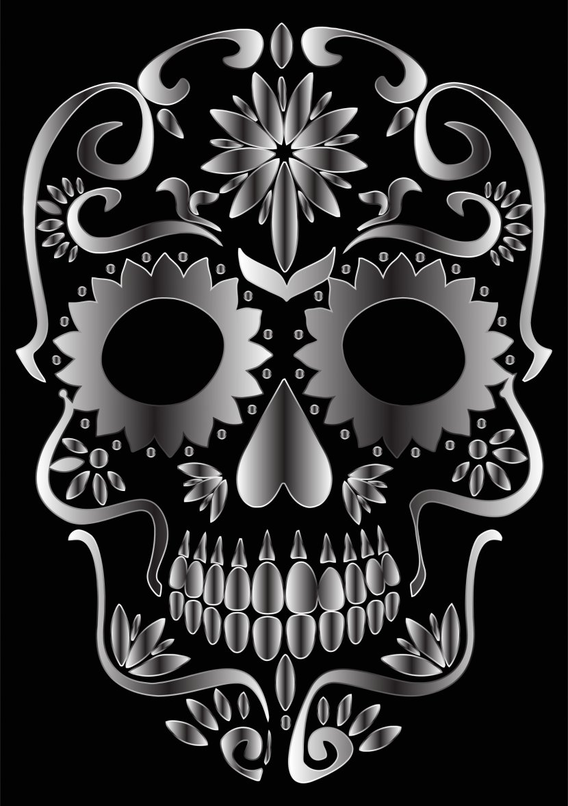 Calavera Skull Art Clip - Silhouette - Cliparts Transparent PNG
