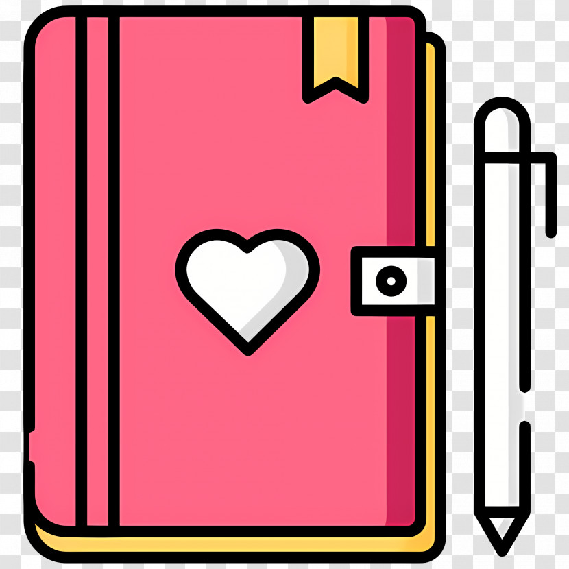 Notebook - Pink Diary With Pen And Heart Design Transparent PNG