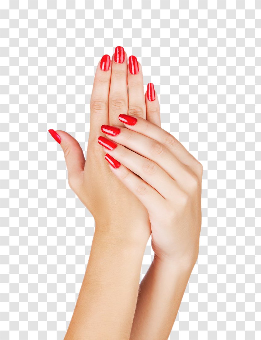 Light Nail Polish Manicure Gel Nails - Finger - Hands Painted Red Transparent PNG