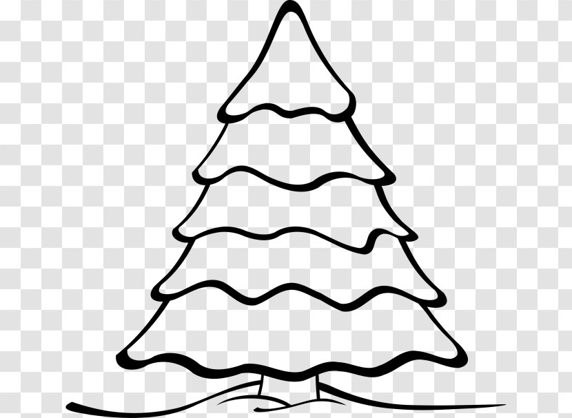 Santa Claus Christmas Tree Black And White Clip Art - Line - Outlines Transparent PNG