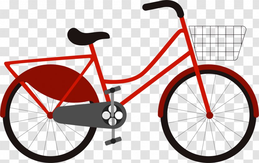 Cruiser Bicycle Step-through Frame Single-speed Roadster - Sports Equipment - Vector Painted Red Transparent PNG