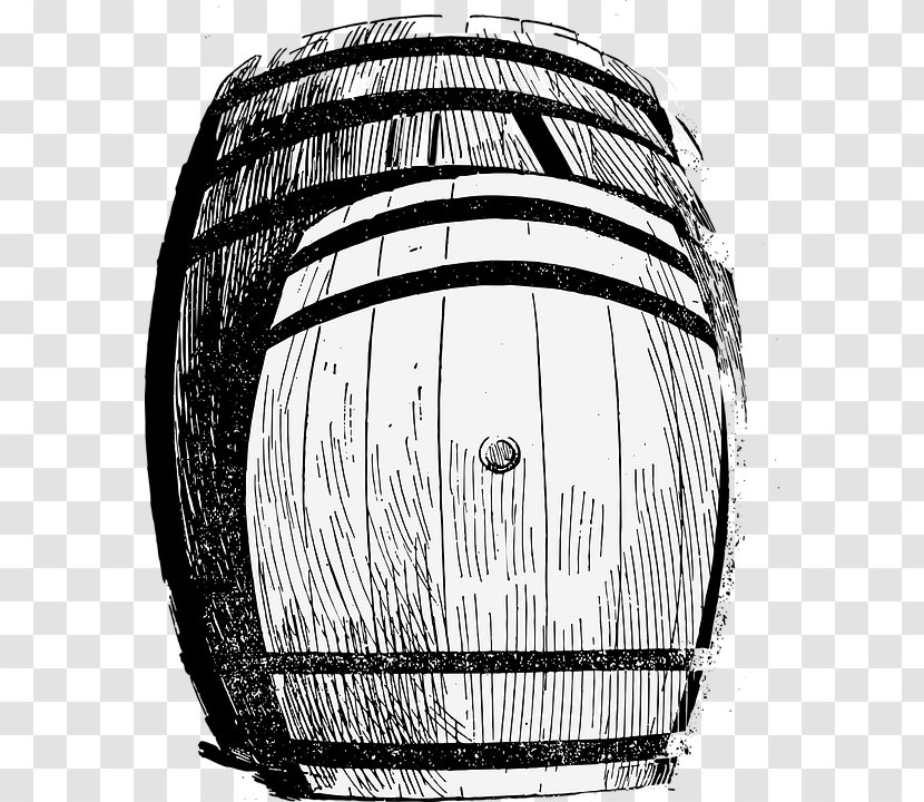 Whisky Wine Barrel Black And White Drawing - Tire - Sketch Bucket Transparent PNG