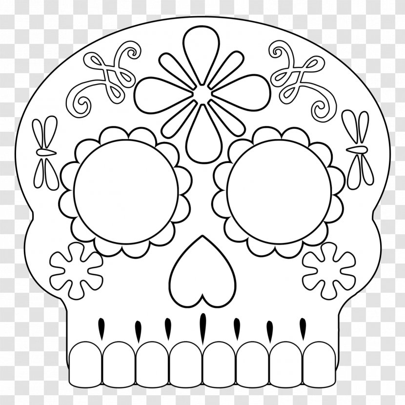 Calavera Mask Day Of The Dead Sugar Skull Coloring Book - Floral Design - Pages For Adults Transparent PNG