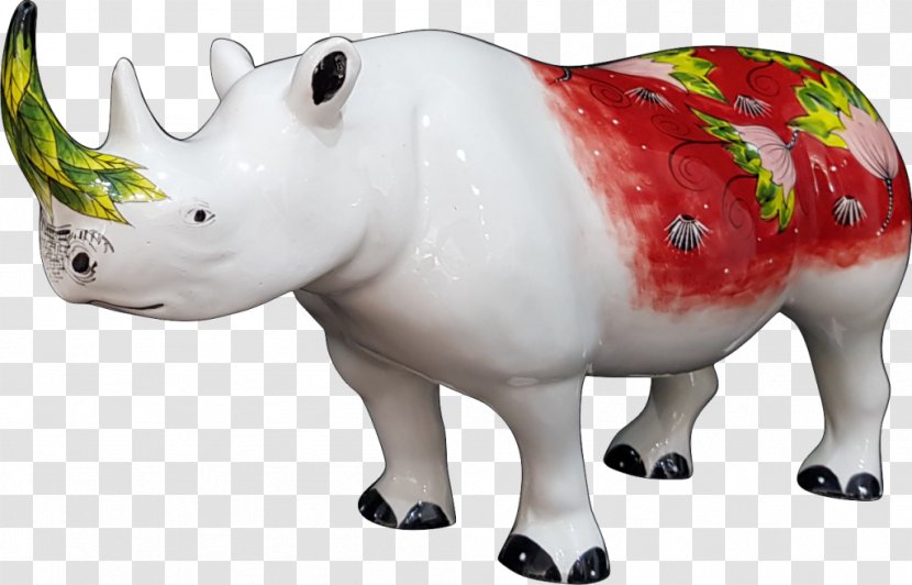 Cattle Figurine Snout Terrestrial Animal - Organism - Rhino Watercolor Transparent PNG
