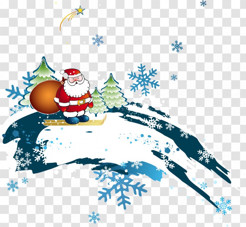 Santa Claus Christmas Tree Clip Art - Ski Send Gifts Transparent PNG