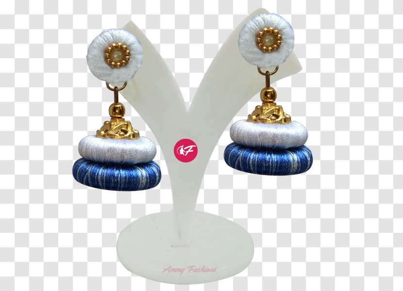 Earring Silk Blue White Thread - Jewellery Transparent PNG
