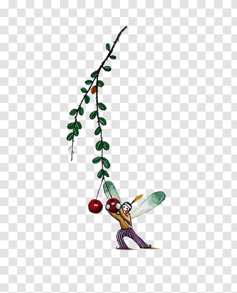Cartoon Cherry Illustration - And Dragonfly Wizard Transparent PNG