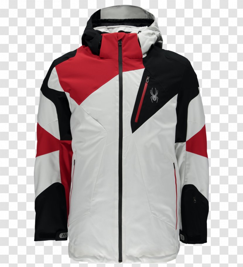 Mens Spyder Leader Jacket Ski Suit Coat - St Bernard Sports - Red Black With Hood Transparent PNG