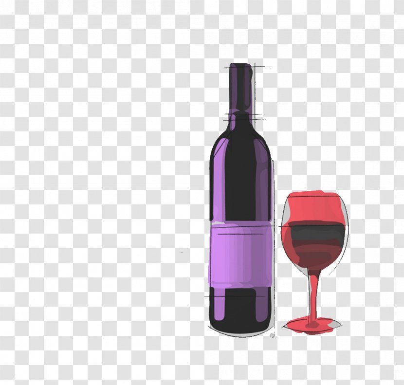 Red Wine Watercolor Painting - Bottle - Material Transparent PNG